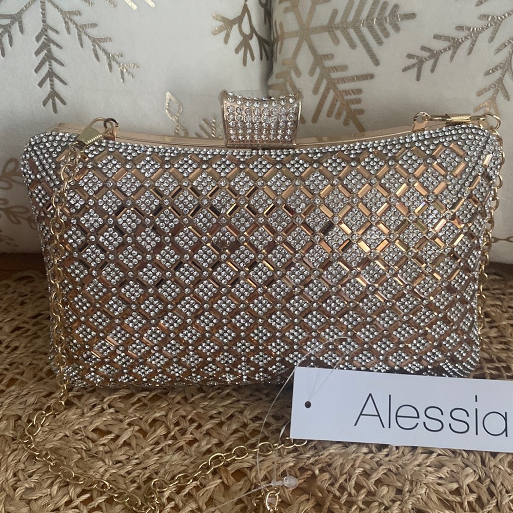 Alessia Gold & Rhinestone Clutch